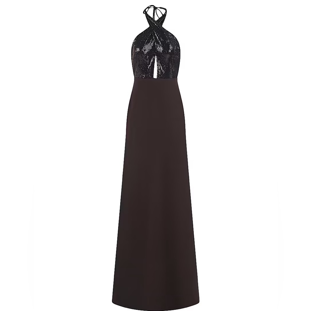 Halston Heritage Black Lace Maxi Dress